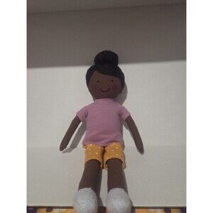 Pillowfort Girl Doll Bun Purple Shirt Shorts Decorative Pillow Toy 20" Very Good